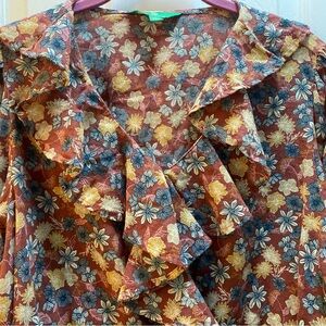 Organic Floral Top NWOT Boho Ruffle Top